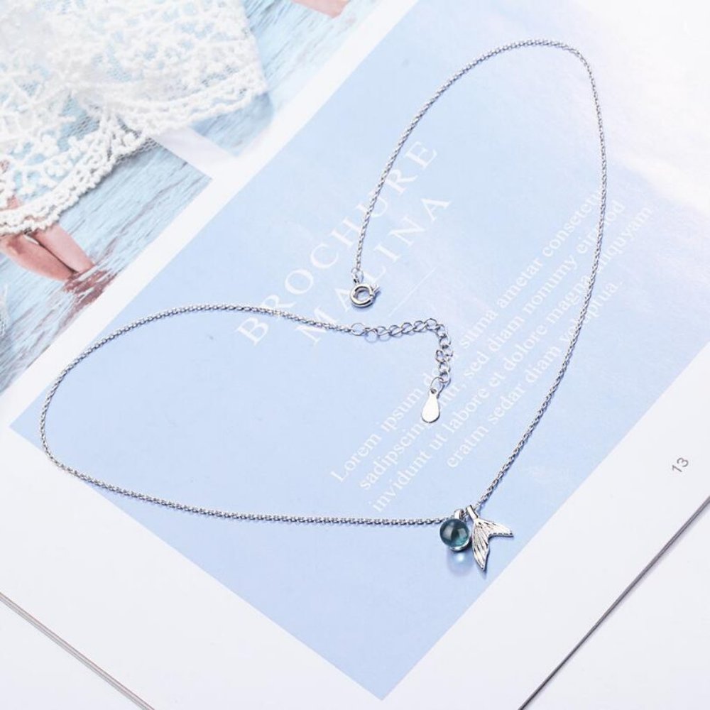 NEW 925 Sterling Silver Crystal Mermaid Necklace - Picture 7 of 8
